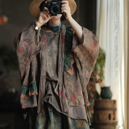 Vintage Bloom Linen Floral Kimono