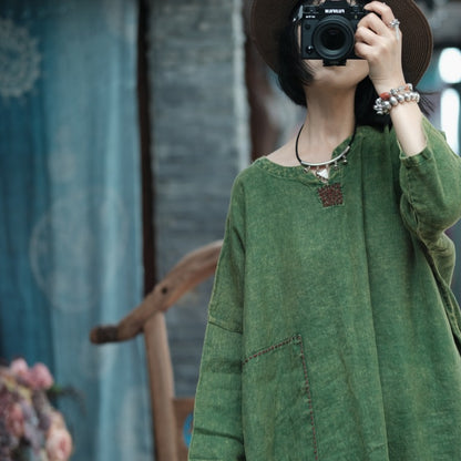 Moss Haven Snow-Washed Linen Dress