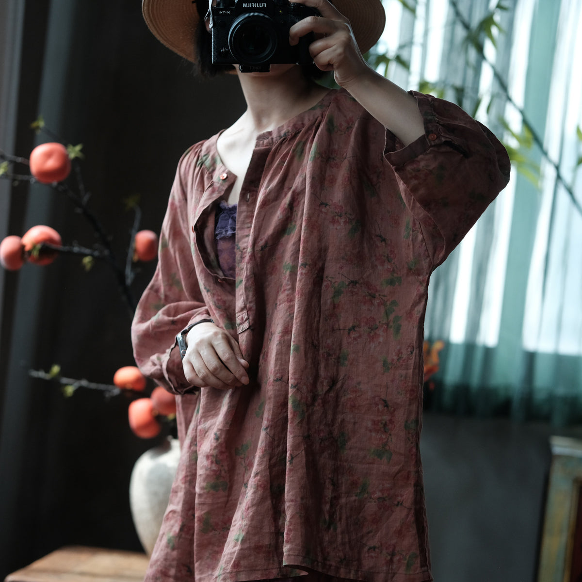 Faded Orchard Ramie Blouse