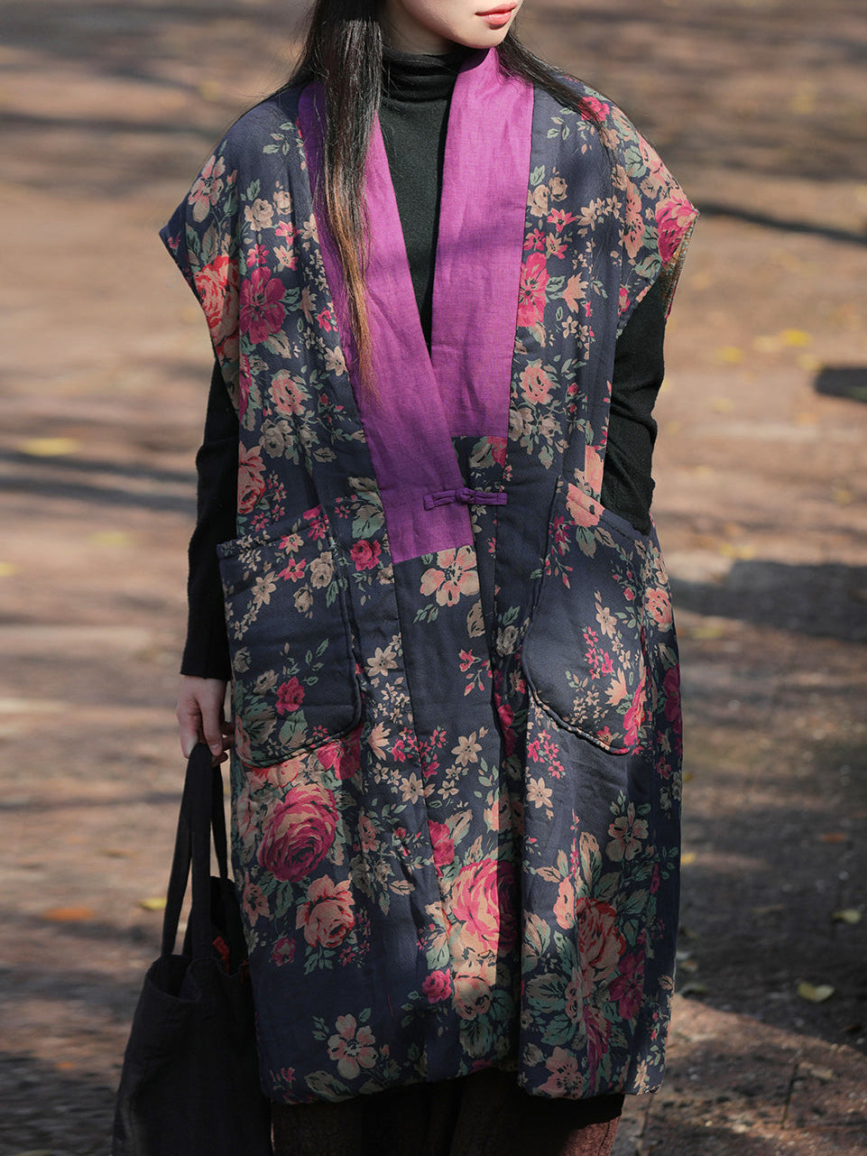 Retro Ethnic Padded Cotton Vest – Sleeveless, Silk Lined