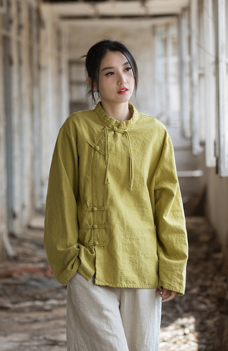 Lotus Cross Linen Blouse