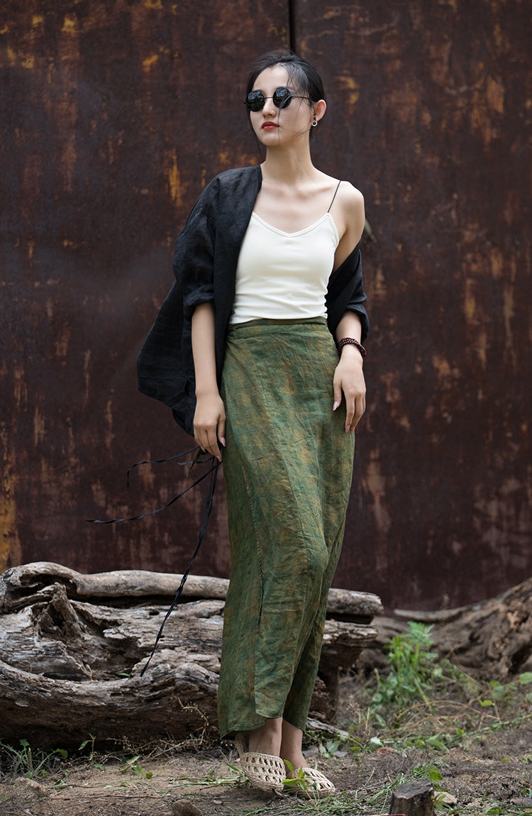 Vintage Wrap Linen Skirt