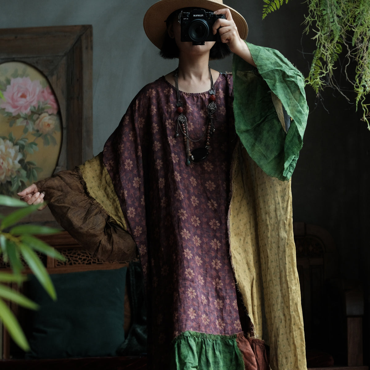 Mori Garden Patchwork Ramie Maxi Dress