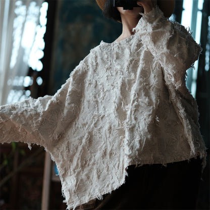 Ecru Patchwork Linen Blouse