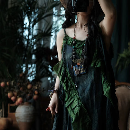 Moss Ruffle Ramie Maxi Dress