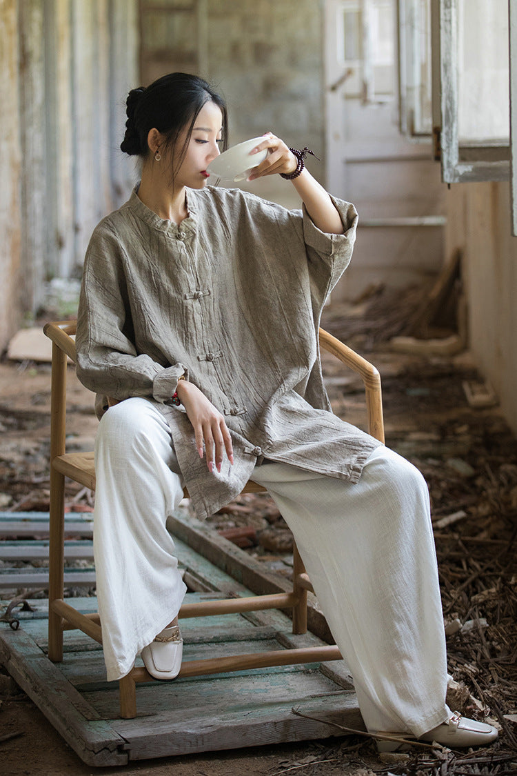 Vintage Harmony Linen Long Shirt
