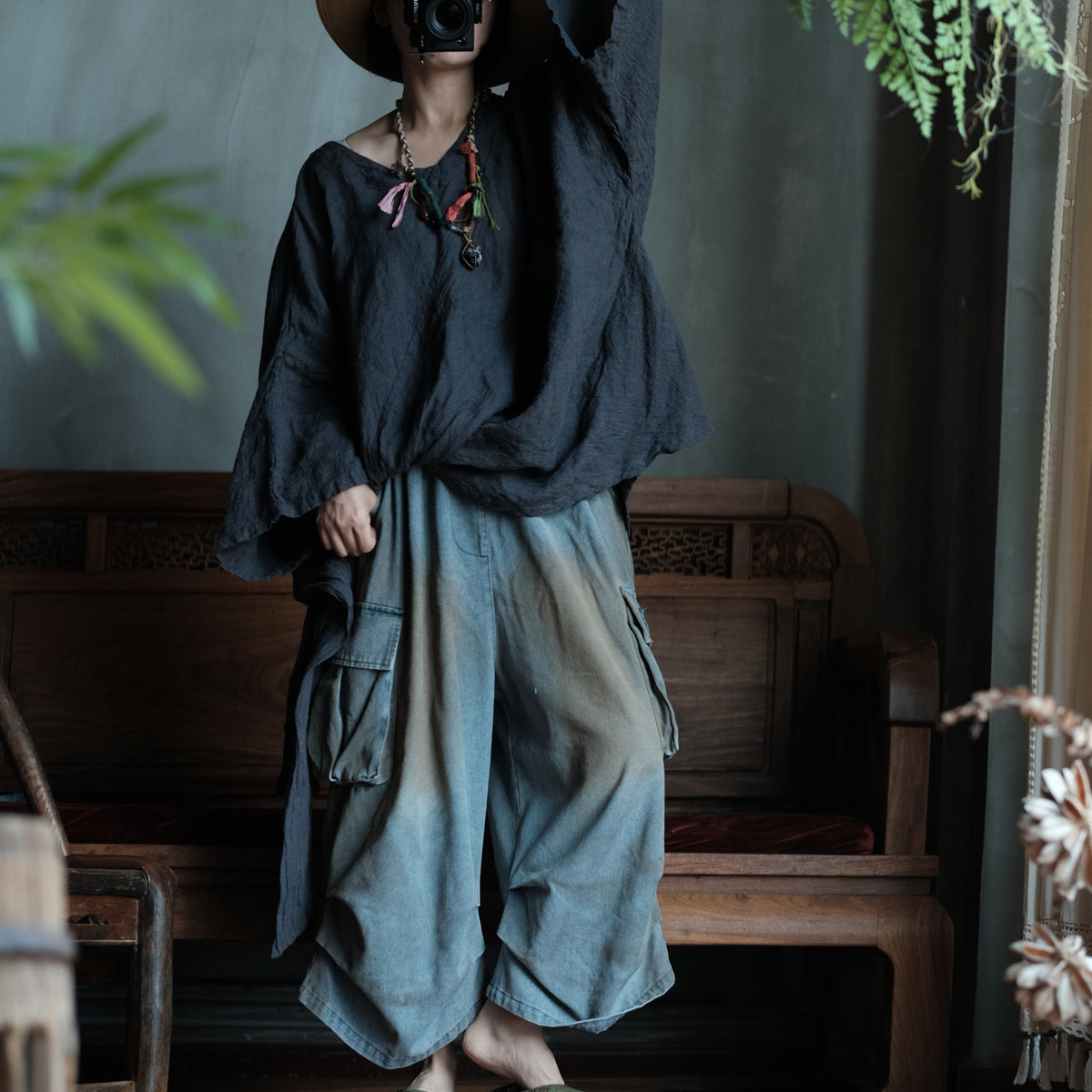 Washed Tide Patchwork Denim Pants