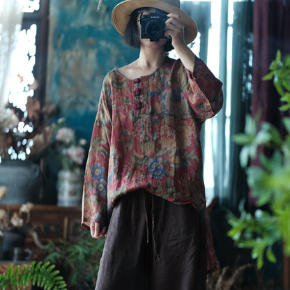 Women's Vintage Ramie Blouse | Oversized Lightweight Natural Shirt