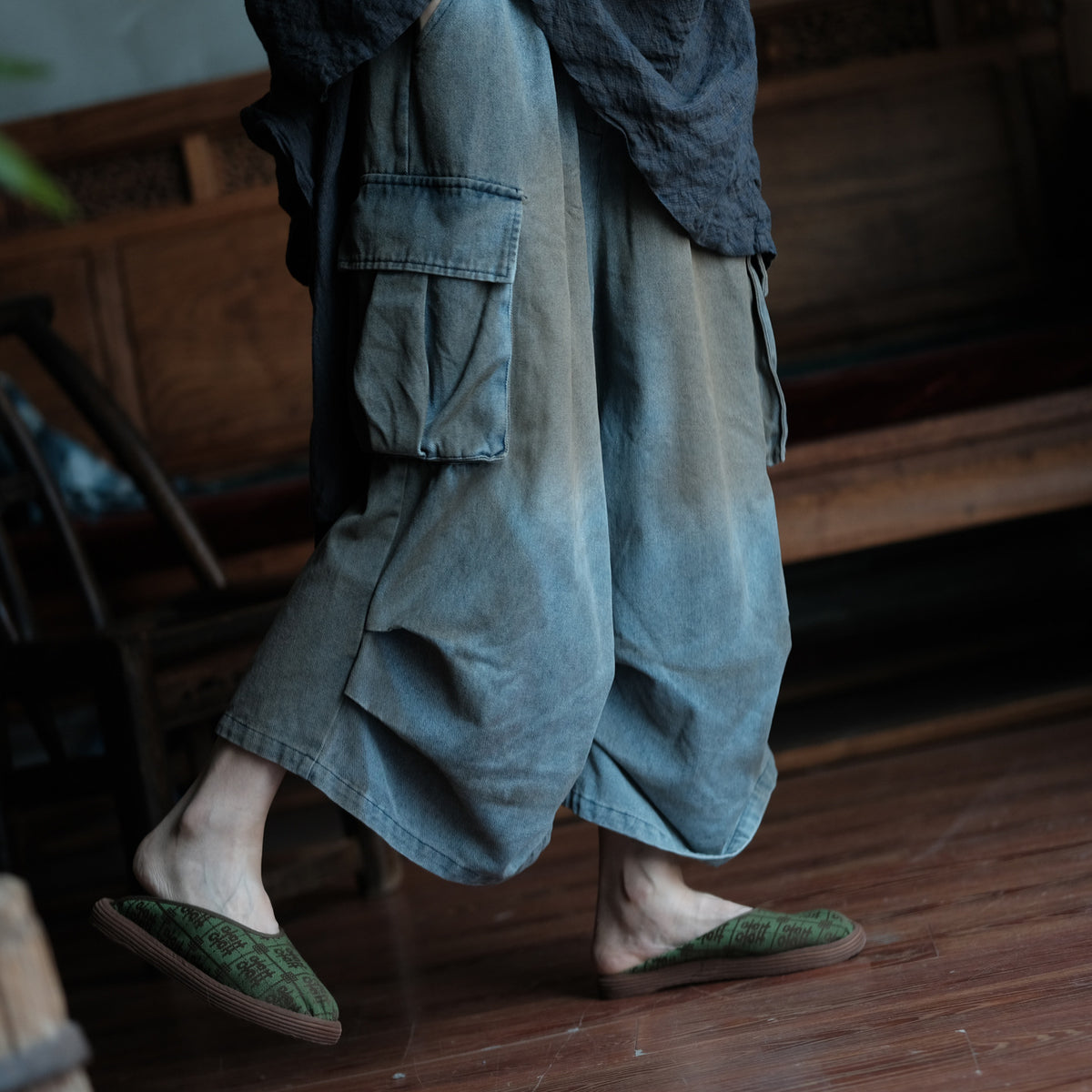 Washed Tide Patchwork Denim Pants