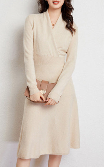 Cashmere Elegance Ruffle Dress