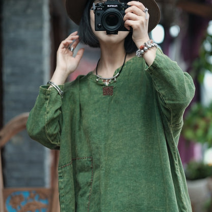 Moss Haven Snow-Washed Linen Dress