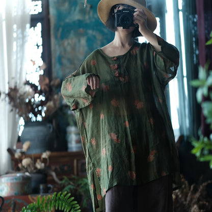 Women's Vintage Ramie Blouse | Oversized Lightweight Natural Shirt
