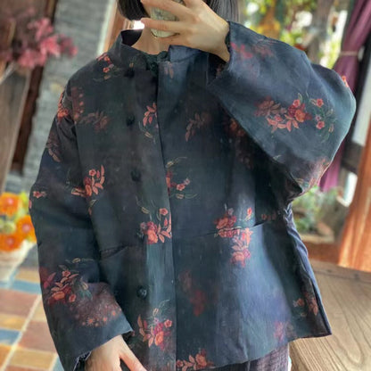 Vintage Bloom Linen Jacket