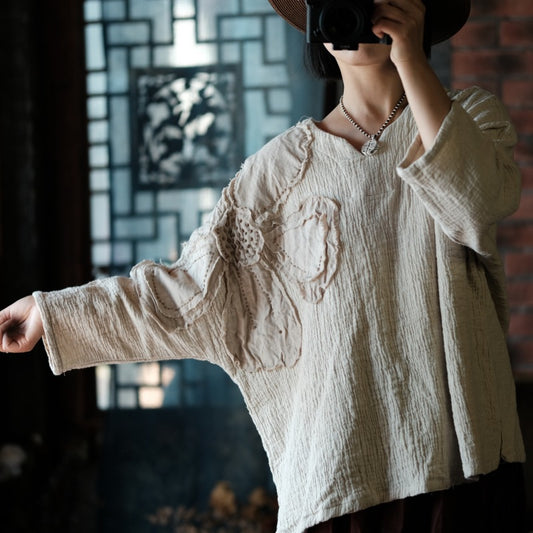 Vintage Embroidered Ramie Blouse