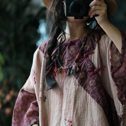 Wild Peony Cotton Batwing Blouse
