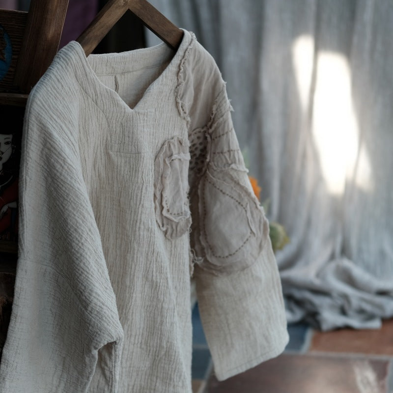 Vintage Embroidered Ramie Blouse
