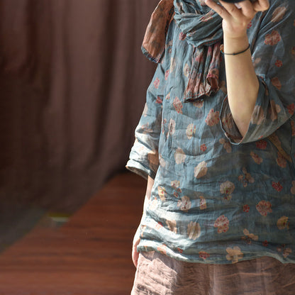 Vintage Floral Wrap Blouse