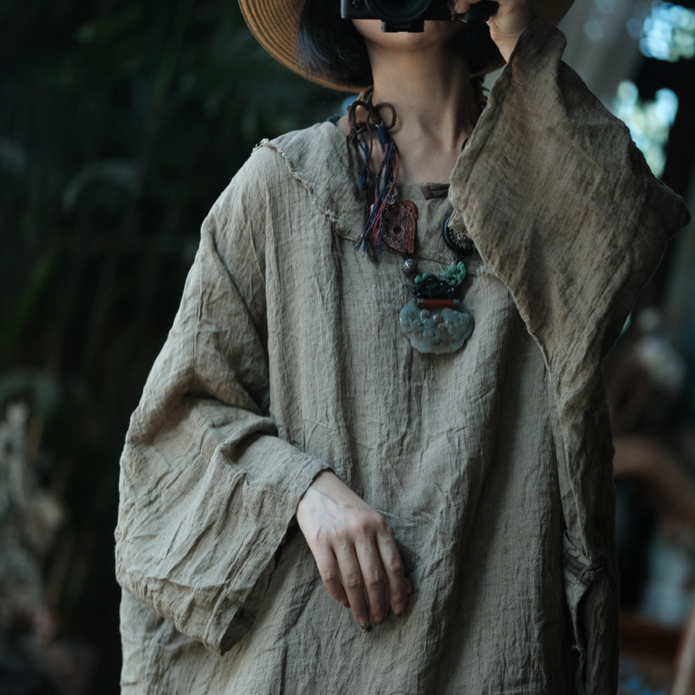 Earthfall Patchwork Linen Dress