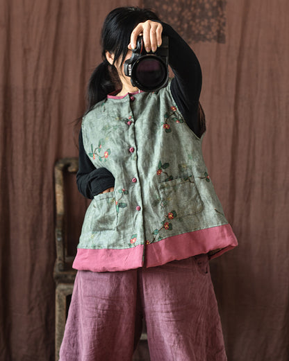 Vintage Blossom Patchwork Linen Vest
