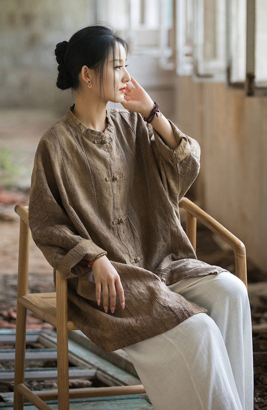 Vintage Harmony Linen Long Shirt