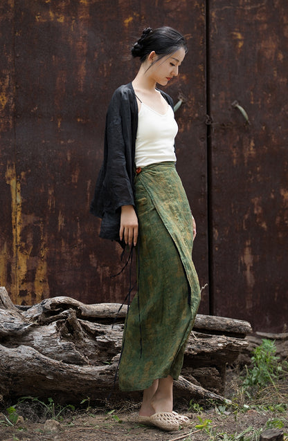 Vintage Wrap Linen Skirt