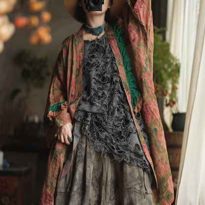 Vintage Floral Ramie Long Kimono