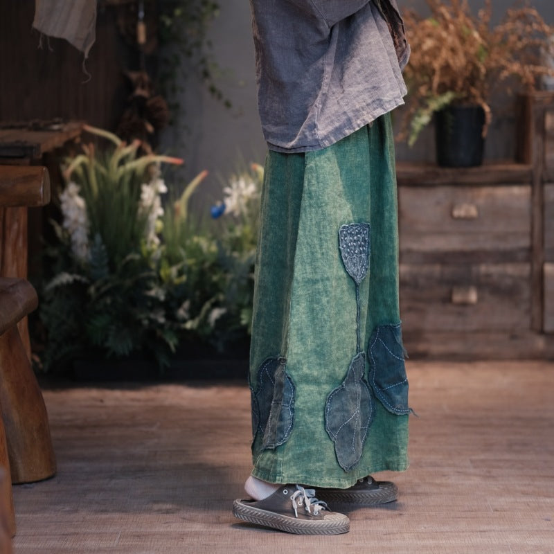 Vintage Lotus Patchwork Skirt
