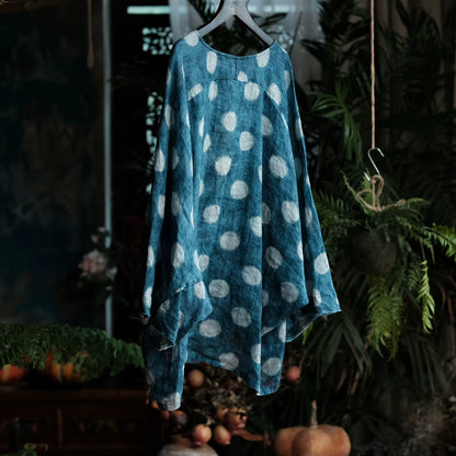 Dotted Ramie Batwing Blouse