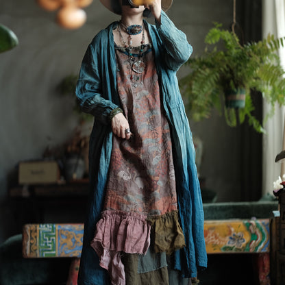 Verdant Mist Tie-Dye Ramie Coat