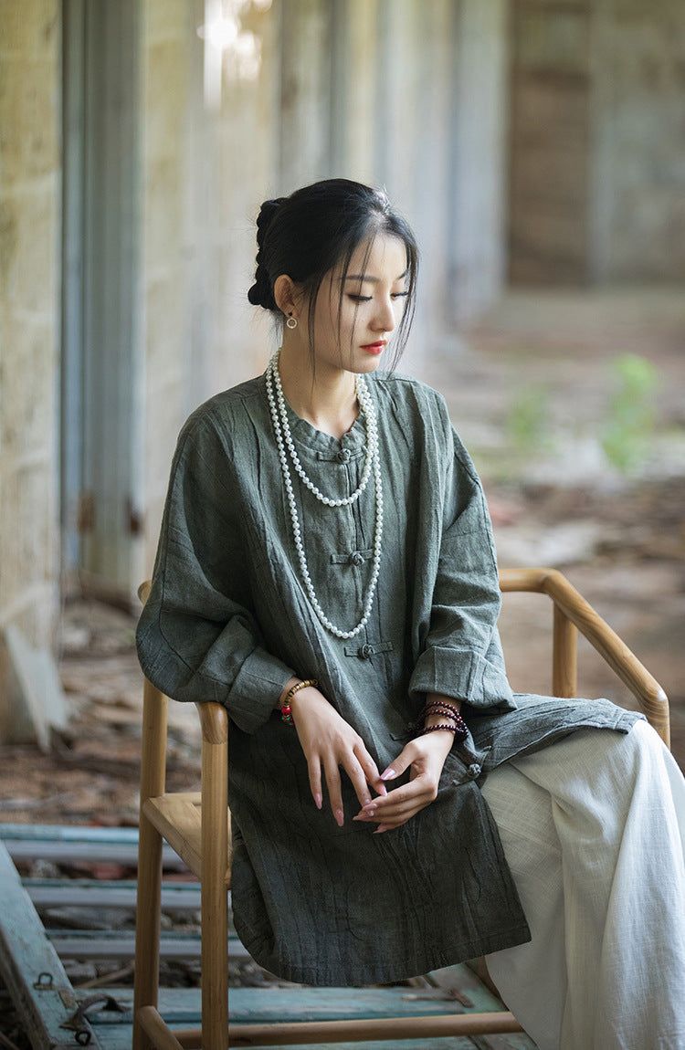 Vintage Harmony Linen Long Shirt