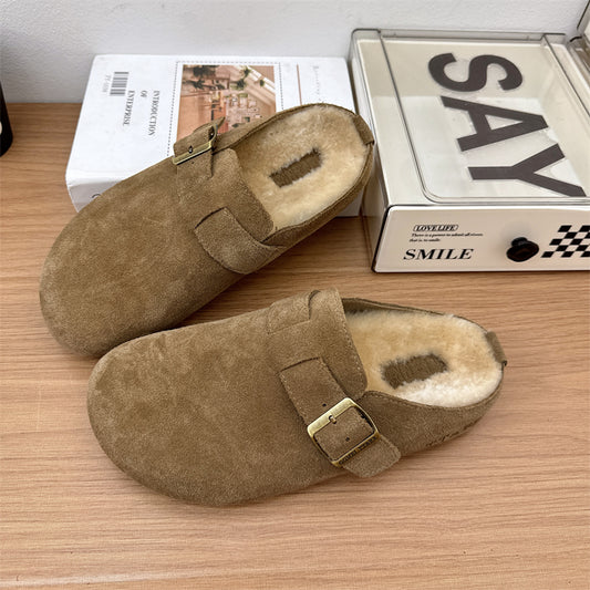 Women’s Suede Fuzzy Cork Slippers