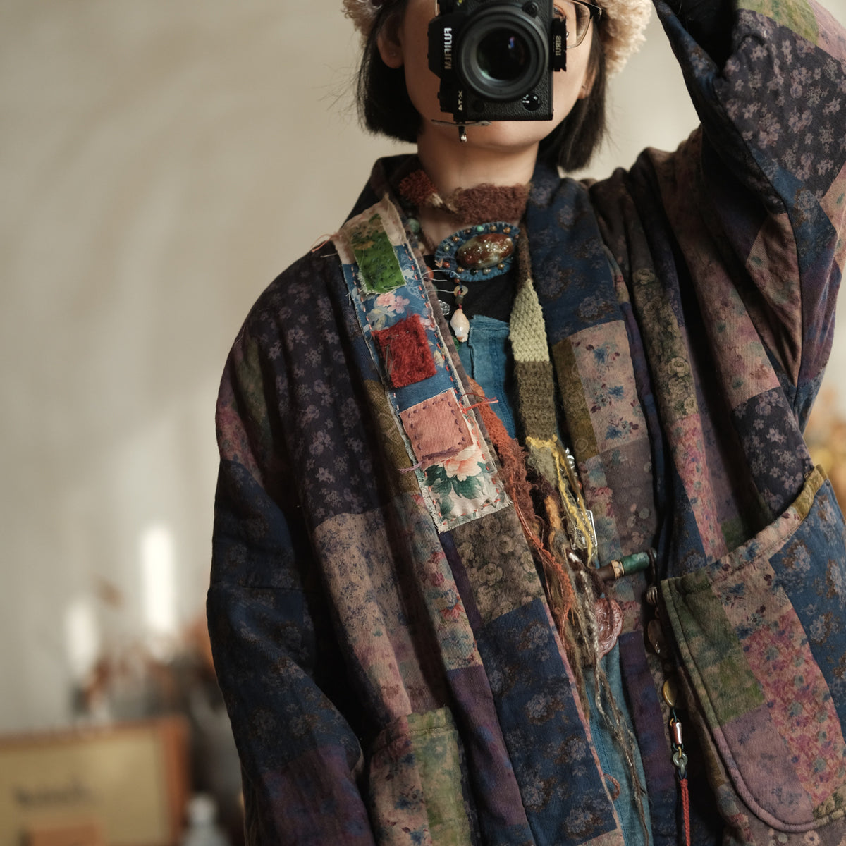 Meadow Patchwork Linen Long Coat