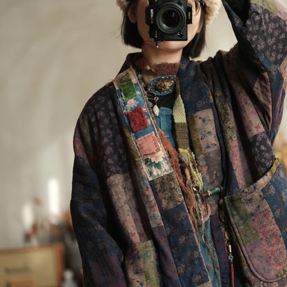 Meadow Patchwork Linen Long Coat