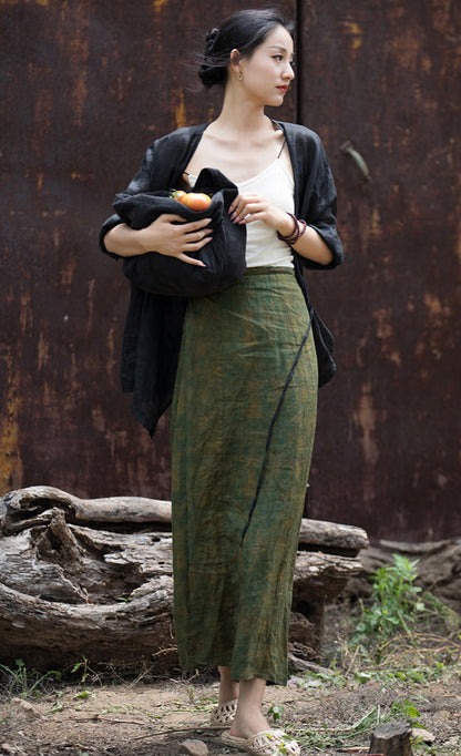 Vintage Wrap Linen Skirt