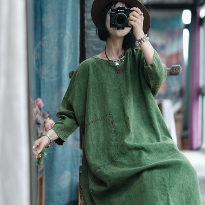 Moss Haven Snow-Washed Linen Dress