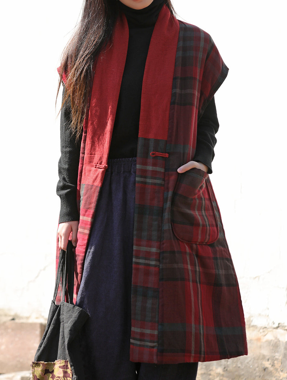 Retro Ethnic Padded Cotton Vest – Sleeveless, Silk Lined