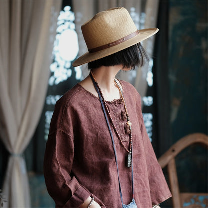 Oversized Linen Vintage Breeze Shirt - Lightweight Women's Top