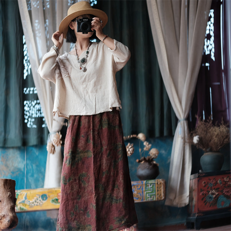 Vintage Breeze Linen Skirt