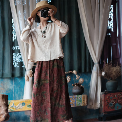 Vintage Breeze Linen Skirt