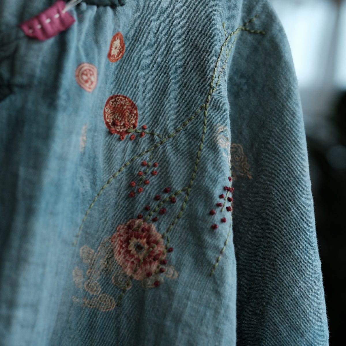 Blue Peony Cotton Blouse