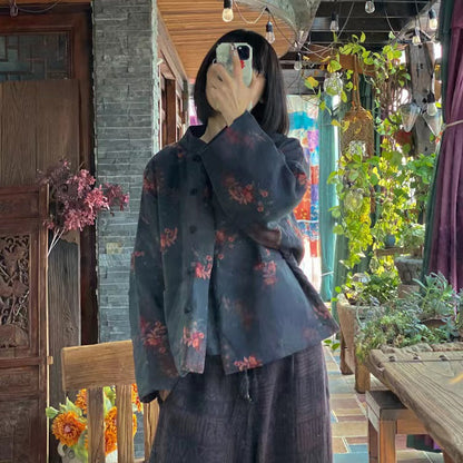 Vintage Bloom Linen Jacket