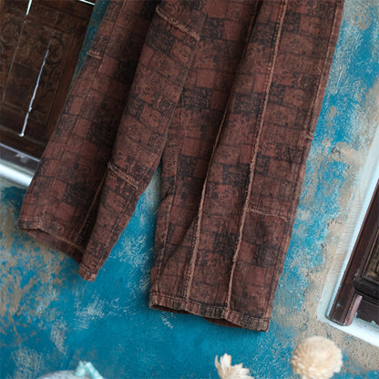 Vintage Floral Linen Pants