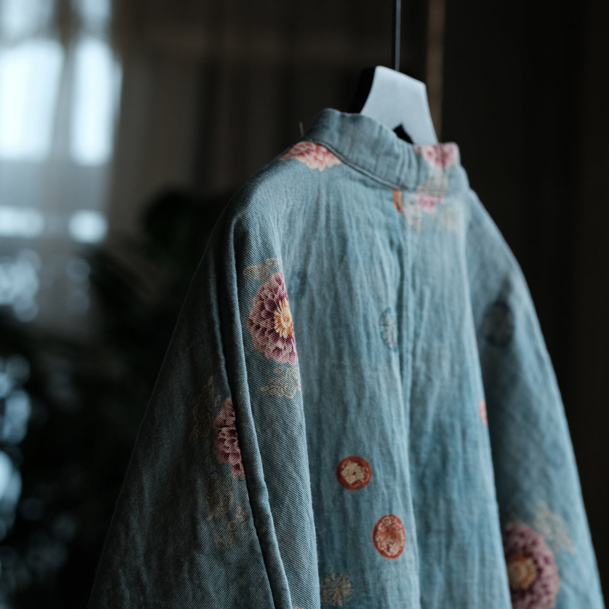 Blue Peony Cotton Blouse