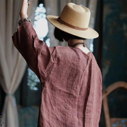 Oversized Linen Vintage Breeze Shirt - Lightweight Women's Top