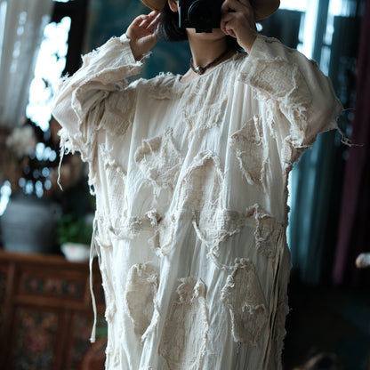 Ecru Patchwork Tunic Dress
