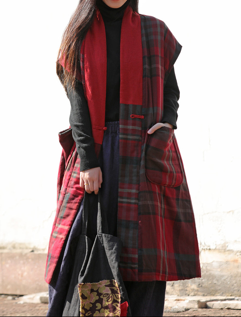 Retro Ethnic Padded Cotton Vest – Sleeveless, Silk Lined