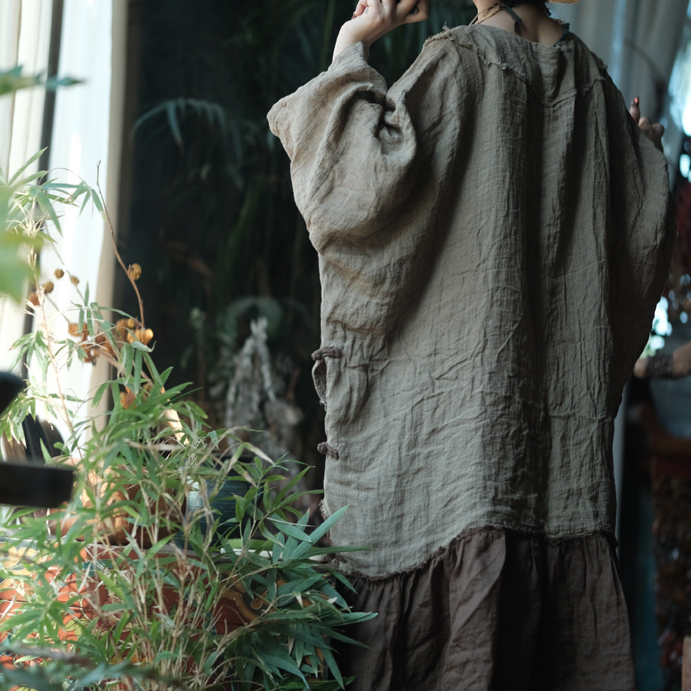 Earthfall Patchwork Linen Dress