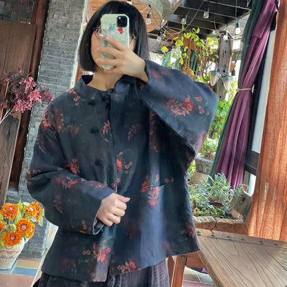 Vintage Bloom Linen Jacket