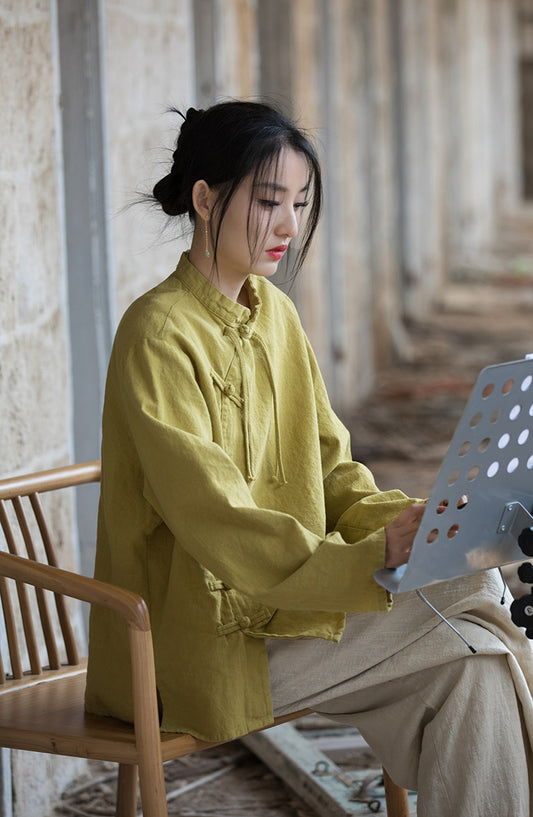 Lotus Cross Linen Blouse