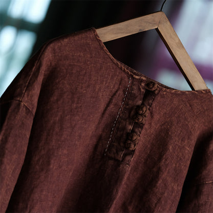 Oversized Linen Vintage Breeze Shirt - Lightweight Women's Top